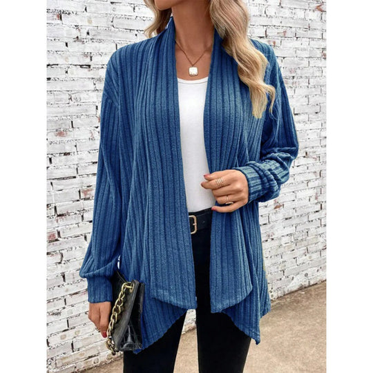Damen Gestreifter Cardigan mit offenem Schnitt und langen Ärmeln EB