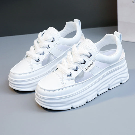 Damen Plattform Sneakers mit atmungsaktiver Mesh-Oberfläche und trendiger Dämpfung EB