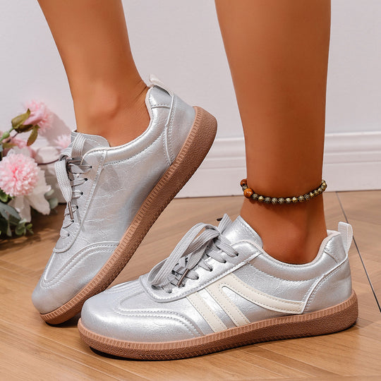 Damen Modische Sneakers mit schimmerndem Obermaterial und rutschfester Sohle EB