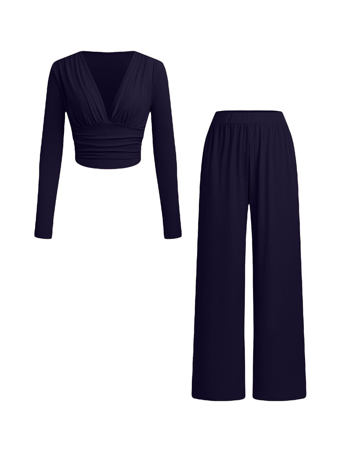 Damen lässiges und figurnahes Oberteil mit hochtaillierter Hose EB
