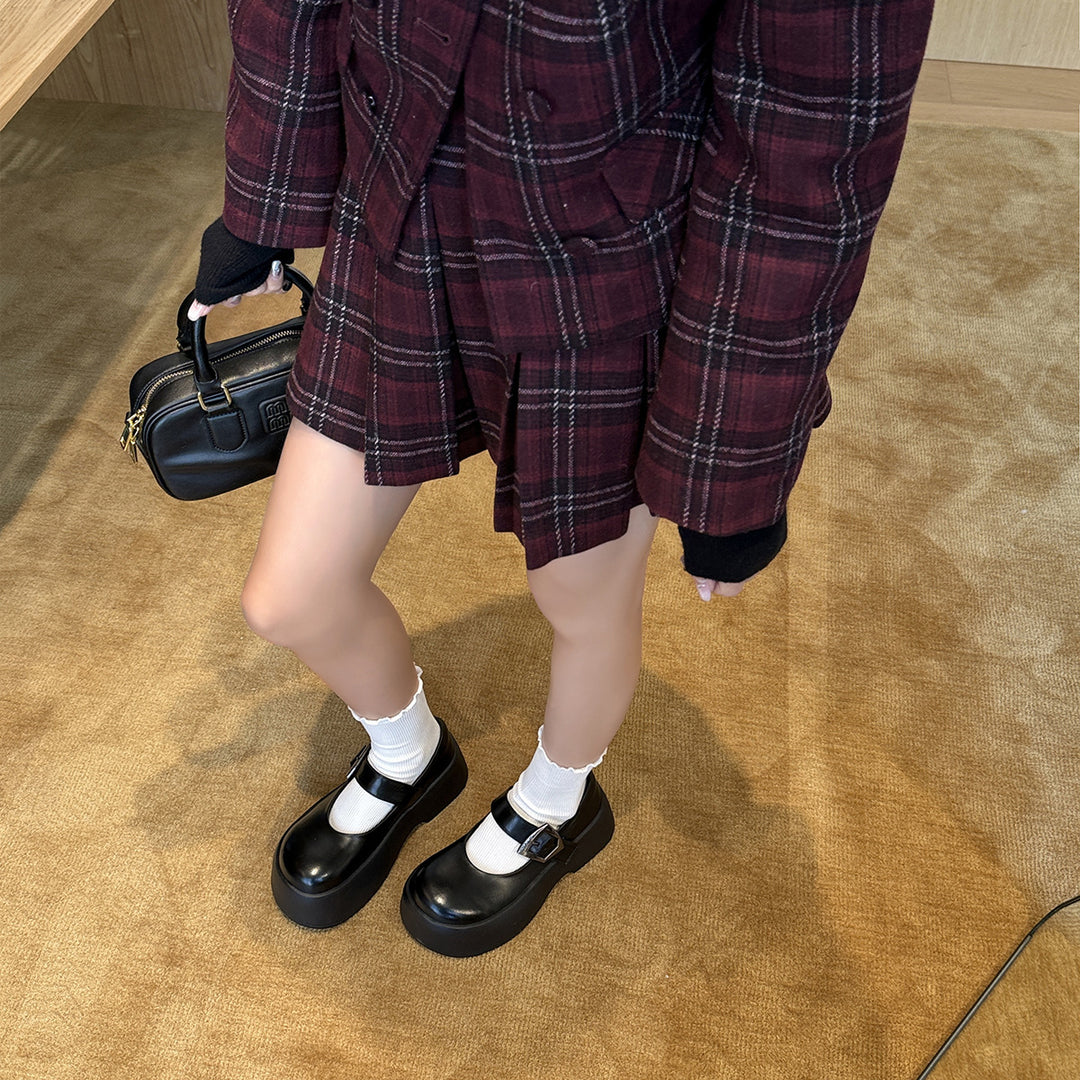 Damen Plateau-Mary-Jane-Schuhe mit verstellbarem Riemchen und rutschfester Sohle EB