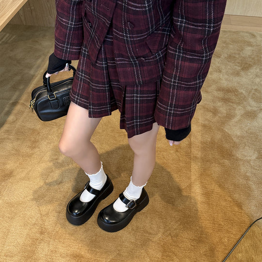 Damen Plateau-Mary-Jane-Schuhe mit verstellbarem Riemchen und rutschfester Sohle EB