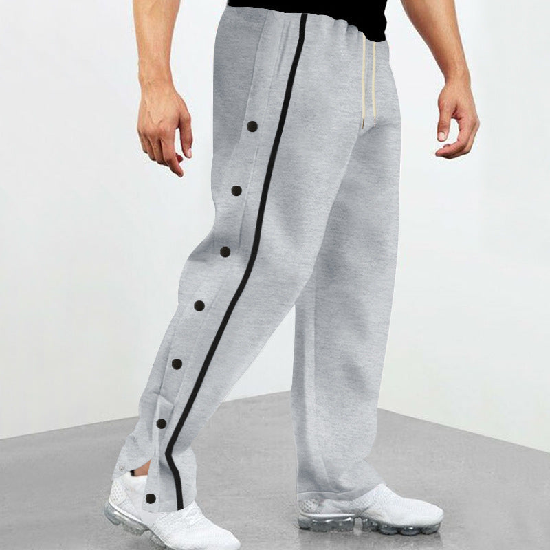 Herren nan Snap-Trackhose mit seitlichen Druckknöpfen, kontrastierendem Seitenstreifen und elastischem Kordelbund EB
