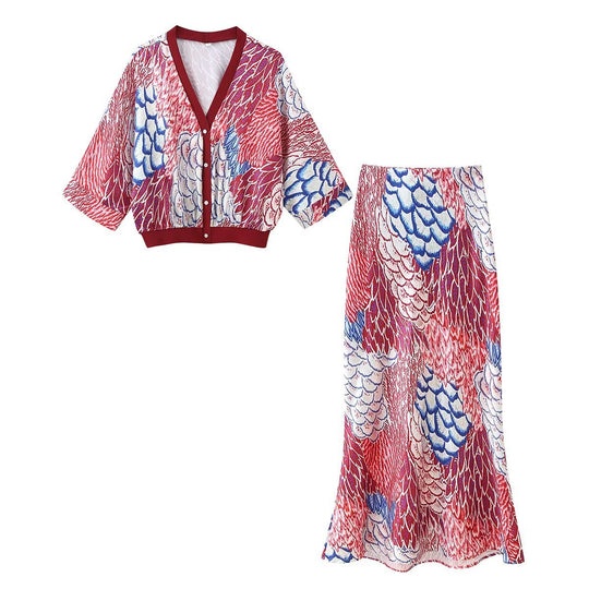 Damen Blütenmuster Set mit Kurzjacke und maxikleid EB