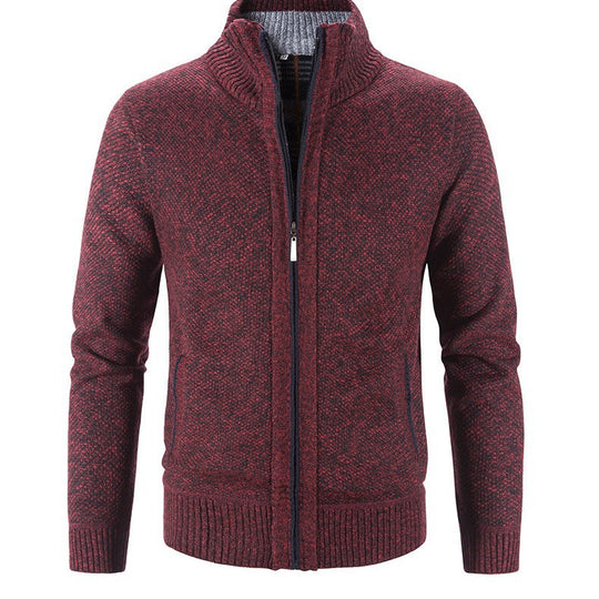 Herren Strickjacke mit strukturiertem Muster und hohem Stehkragen EB