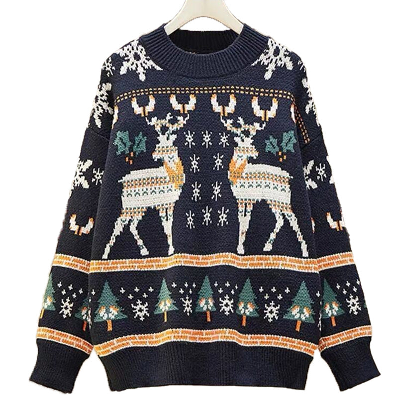 Damen Weihnachtspullover mit festlichem Rentierdesign und kuscheligem Material EB