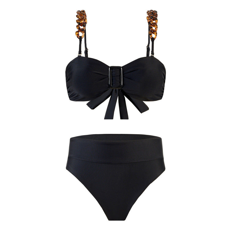Damen Bikini-Set mit elegantem Wickelrock und raffinierten Trägerdetails EB