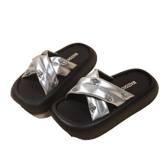 Damen Mode-Slipper mit funkelnden Applikationen EB