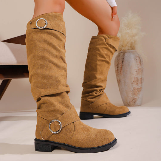 Damen Modische Overknee-Stiefel aus weichem, elastischem Material EB