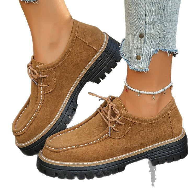 Damen modische Schnürschuhe mit robustem Profil und weichem Wildleder EB