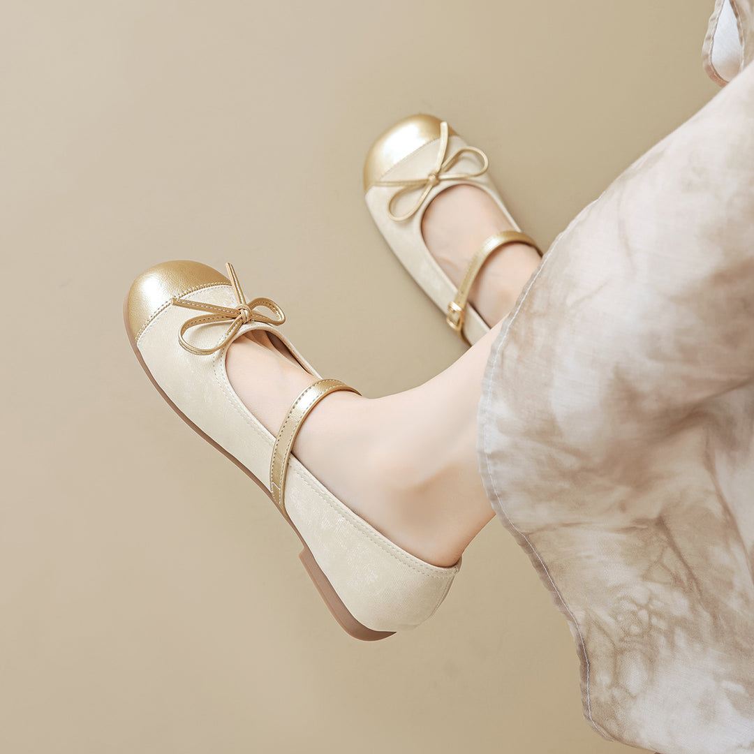 Damen Ballerinas mit dekorativem Riemchen und eleganter Schleifenapplikation EB