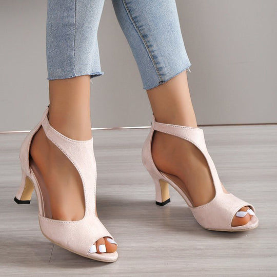 Damen Peep-Toe High Heels mit elegantem transparentem Design EB
