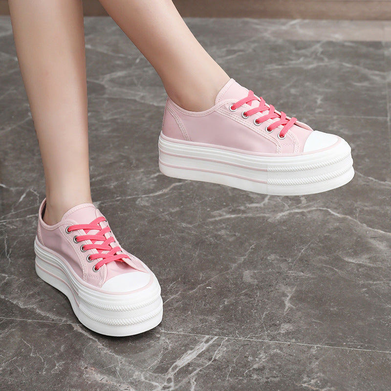 Damen Plüsch Plateau Sneakers mit atmungsaktivem Obermaterial EB
