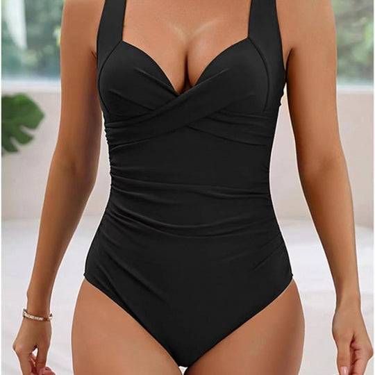 Damen Einteiliger Badeanzug mit modischem Wickel-Design und figurformendem Schnitt EB