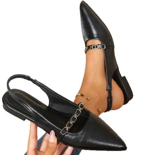 Damen Slingback Ballerinas mit modischem Ketten-Detail EB