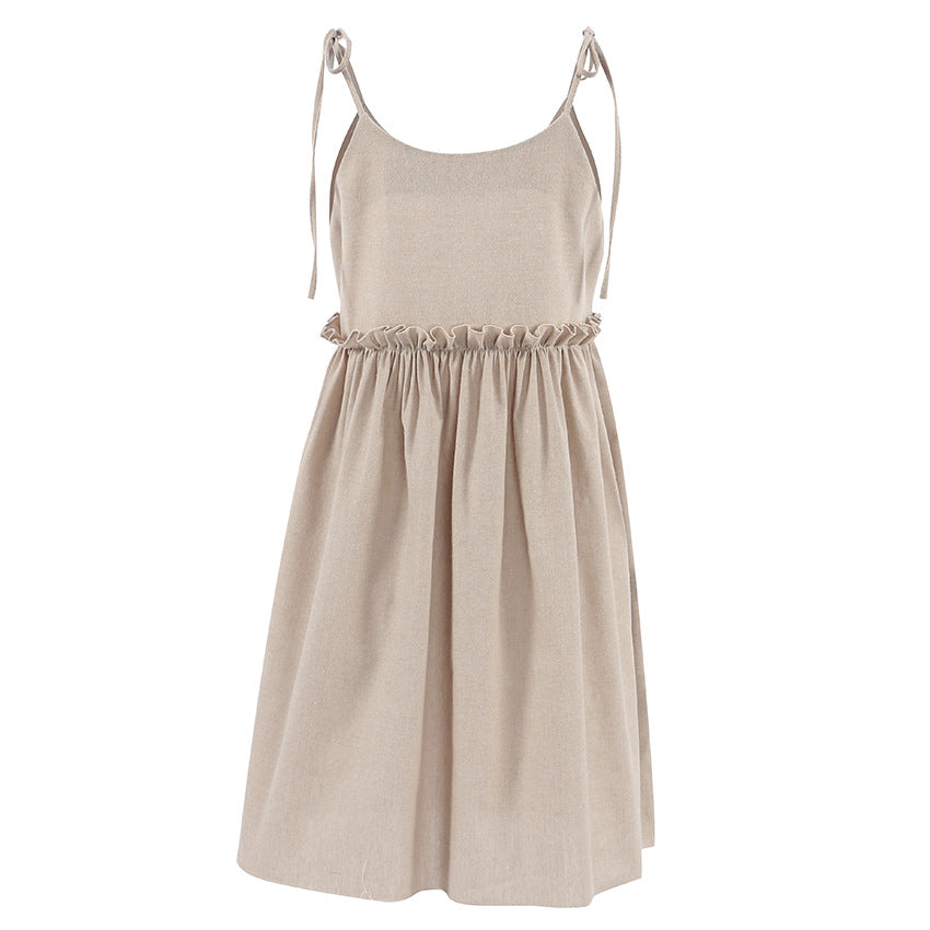 Damen luftiges Sommerkleid mit verstellbaren Trägern und elastischem Bund EB