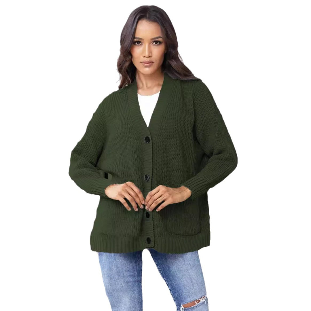 Damen Grober Strickcardigan mit praktischen Taschen und eleganten Knopfdetails EB