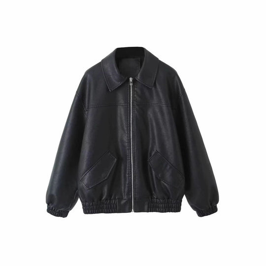 Damen lässige jacke mit elastischem Saum und praktischen Taschen EB