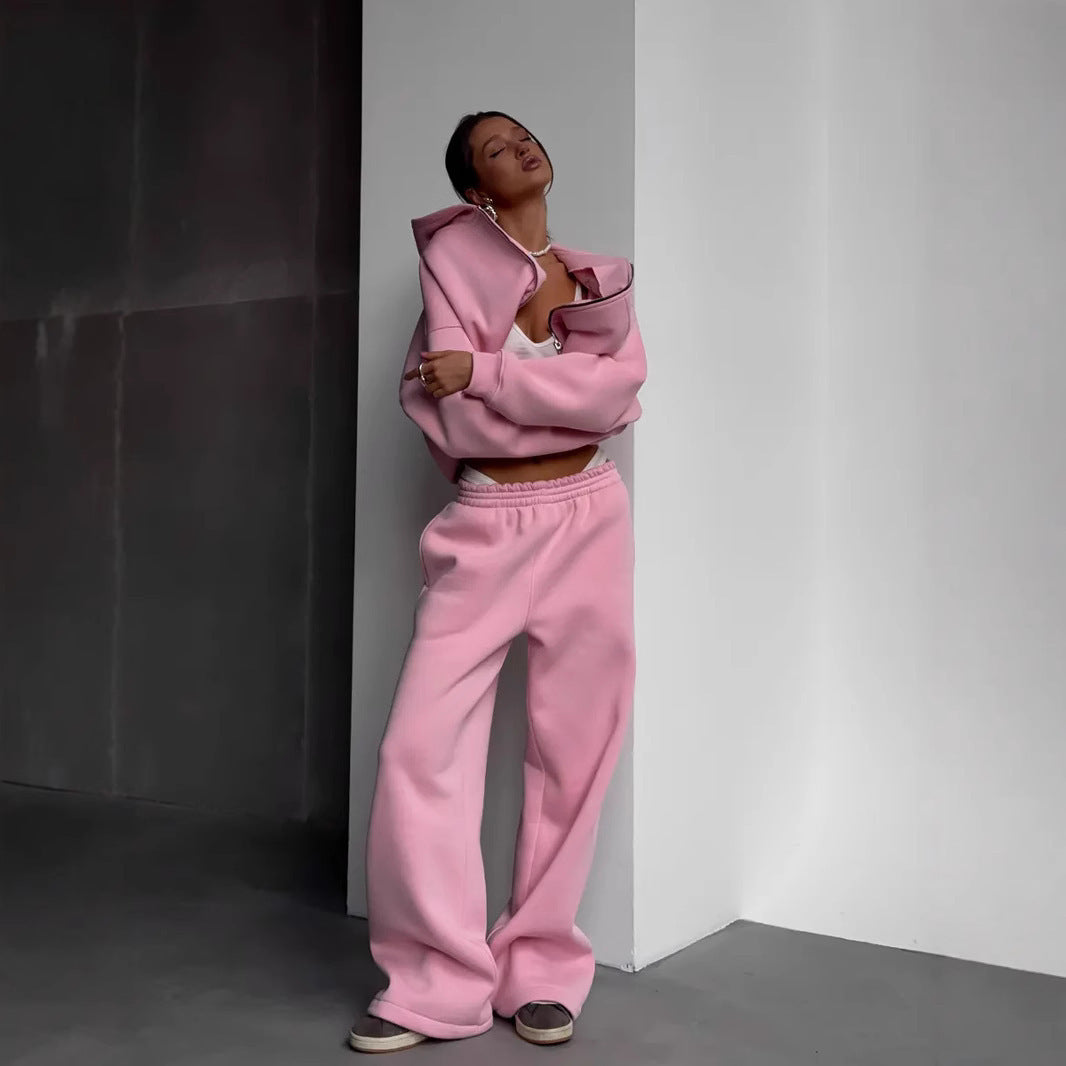 Damen Oversized Kapuzenjacke und Sweathose Set EB
