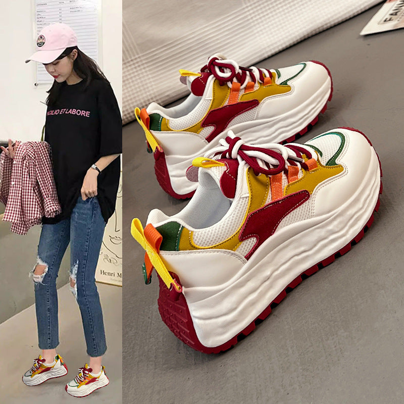 Damen Sportliche Chunky Sneakers mit elastischem Schnürsystem und farbenfrohen Akzenten EB