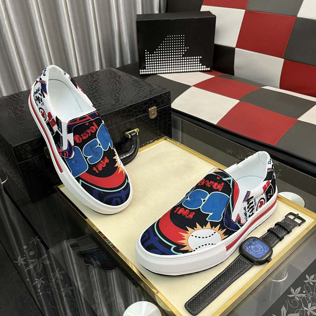 Damen Slip-On Sneakers mit kreativem Grafikdesign und rutschfester Sohle EB