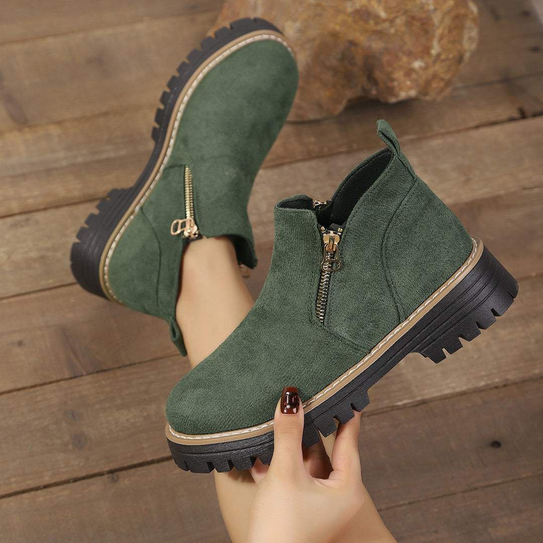 Damen modische Ankle-Stiefeletten mit seitlichem Reißverschluss und rutschfester Sohle EB
