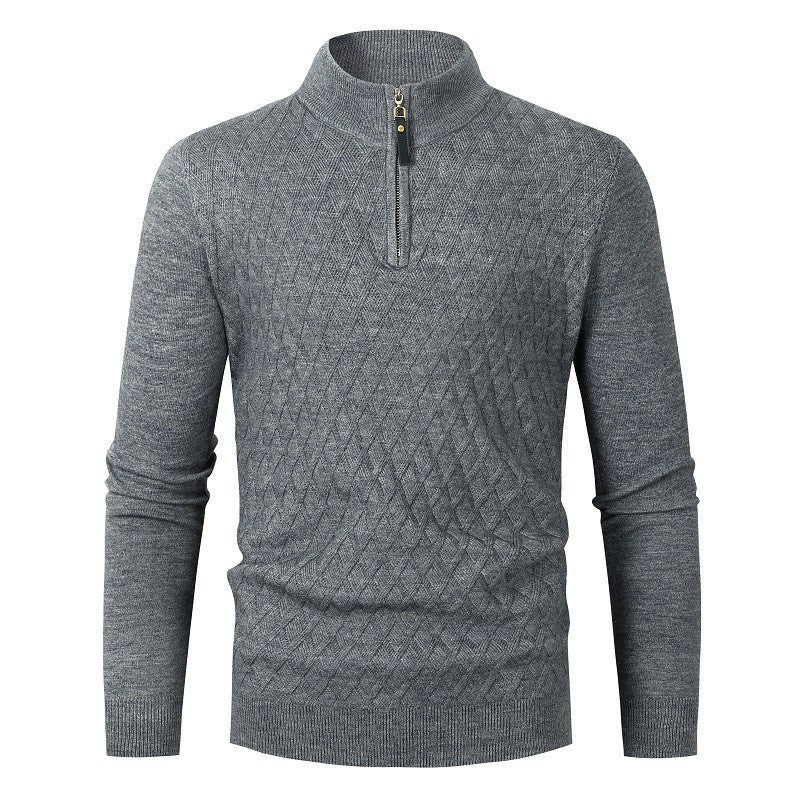 Herren Strickpullover mit modernem Rautenmuster und Reißverschluss EB