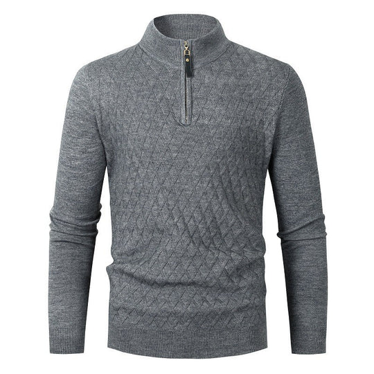 Herren Strickpullover mit modernem Rautenmuster und Reißverschluss EB