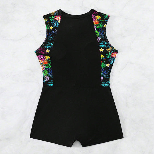 Damen Sportlicher Einteiler mit floralem Design EB