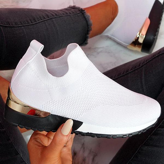 Damen sportliche Slip-On Sneakers mit innovativem Strickdesign EB