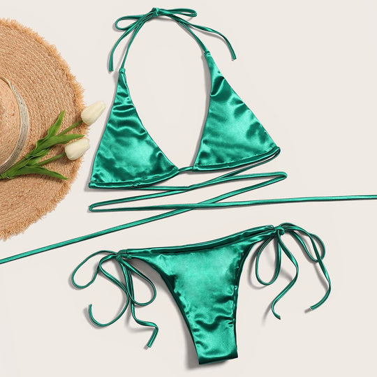 Damen Triangel-Bikini mit verführerischem Satin-Finish EB