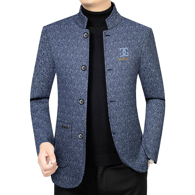 Herren Moderner Stehkragen-Blazer im Travel-Stil mit wattierter Innenfütterung EB