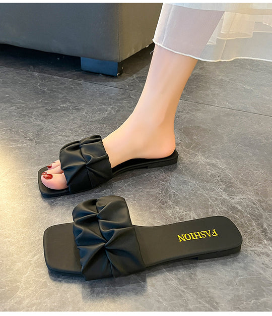 Damen Schlappen mit trendiger Faltenoptik EB