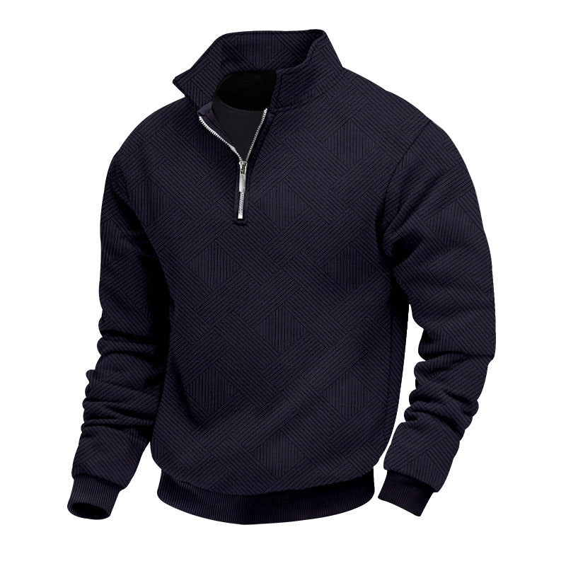 Herren modischer Stehkragenpullover mit strukturiertem Material EB