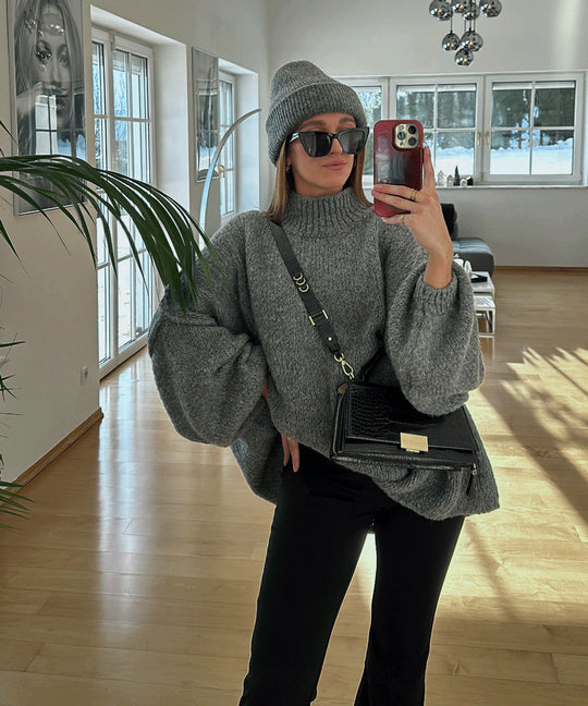 Damen Oversized Strickpullover mit weichem Material und modischen Ärmeln EB