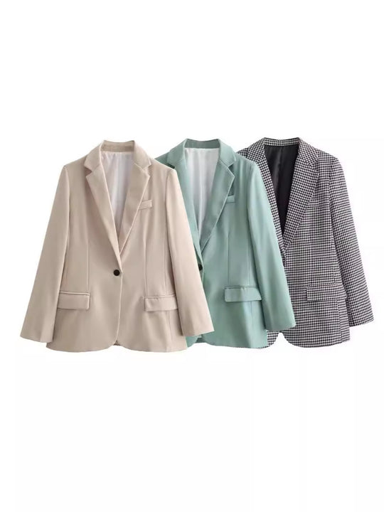 Damen taillierter Blazer mit elegantem Revers und praktischen Taschen EB