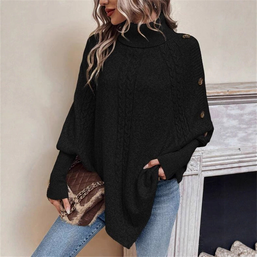 Damen eleganter Strickpullover mit Rollkragen und modischen Details EB