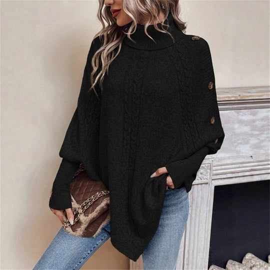 Damen eleganter Strickpullover mit Rollkragen und modischen Details EB