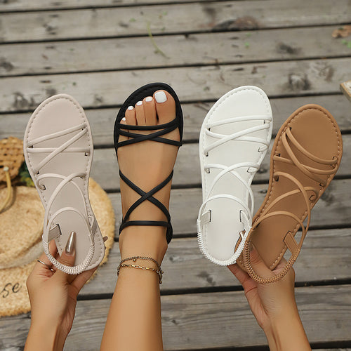 Damen Elegante Freizeit-Sandalen mit verstellbarem Riemen EB