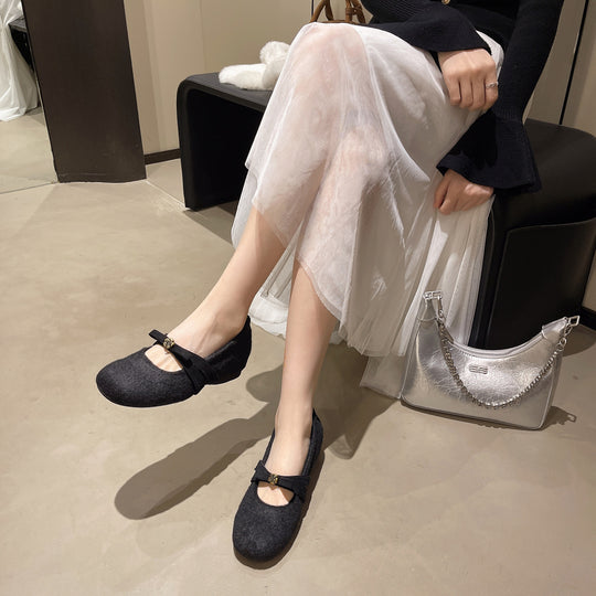 Damen Bequeme Filzschuhe mit dekorativer Schleife EB