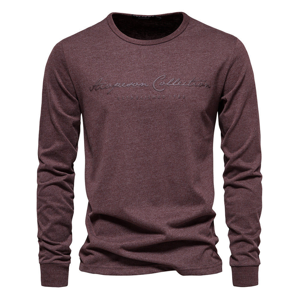 Herren nan minimalistisches Rundhals-Sweatshirt aus Baumwollmischung mit gerippten Bündchen EB