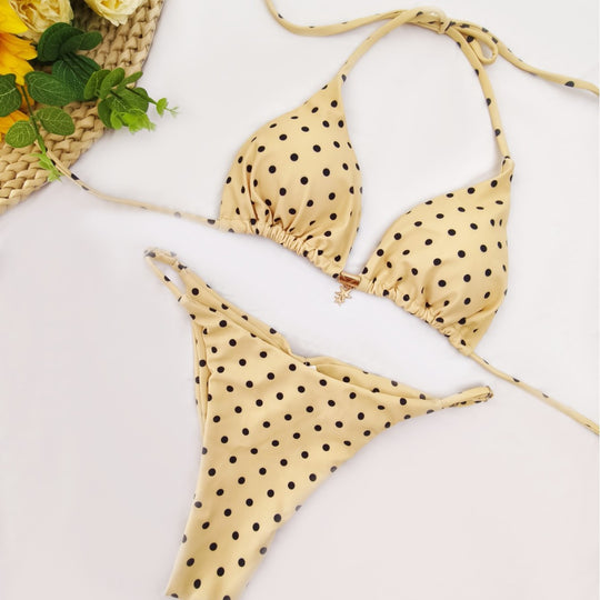 Damen Bikini-Set mit raffiniertem Polka-Dot-Design und verstellbarem Halter EB