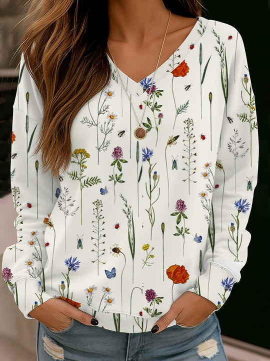 Damen Boho-Mandala V-Ausschnitt Oversize Sweatshirt mit weichem Sweatstoff EB