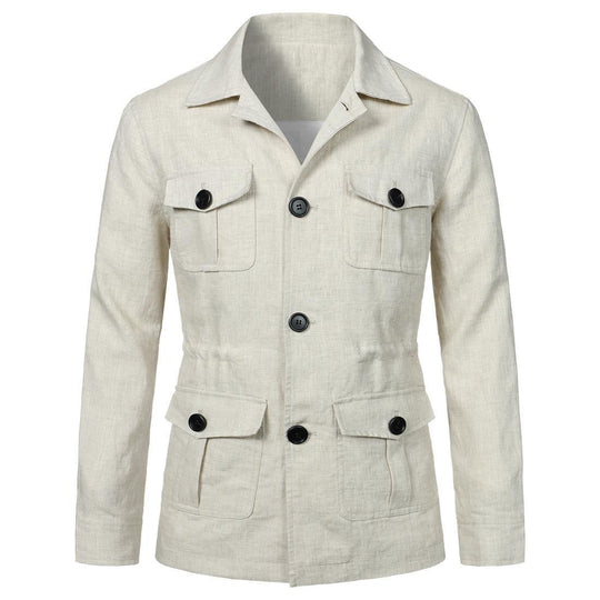 Herren nan Utility-Jacke aus Leinen mit vier aufgesetzten Taschen und taillierter Silhouette EB