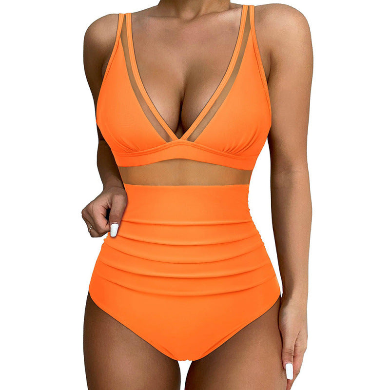 Damen Hochgeschnittener Badeanzug mit modischem Cut-Out EB