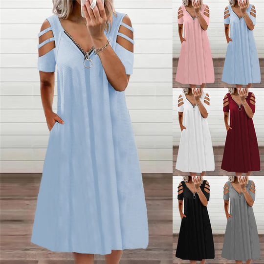 Damen Kleid mit offenen Schultern und tiefem V-Ausschnitt EB