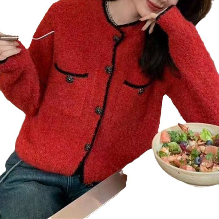 Damen Kuscheliger Cardigan mit stylischen Knopfdetails und aufgesetzten Taschen EB