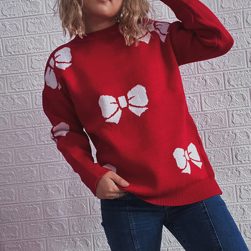 Damen Festlicher Pullover mit fröhlichem Glockenmotiv und lässigem Schnitt EB