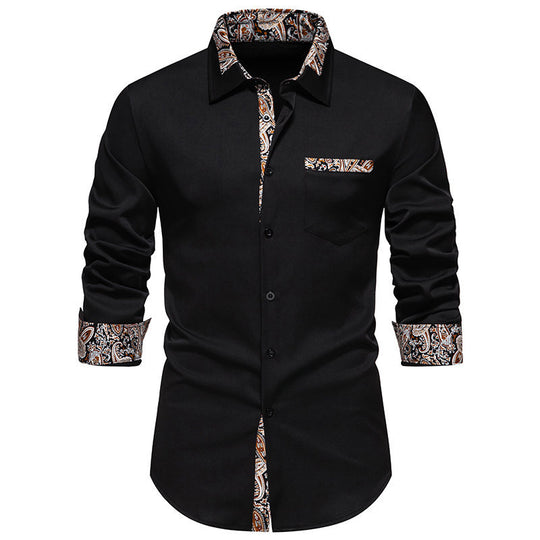 Herren klassisches Langarmhemd mit modernem Paisley-Muster EB
