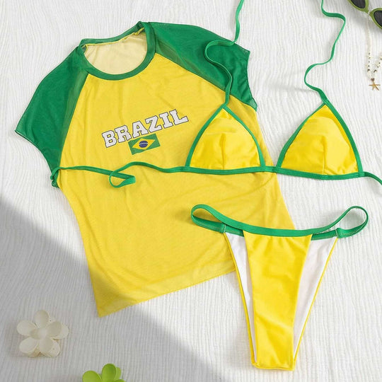 Damen sportliches Set mit modischem T-Shirt und tief geschnittenem Unterteil EB